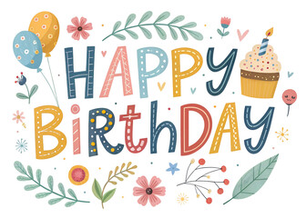 Colorful birthday celebration decoration design