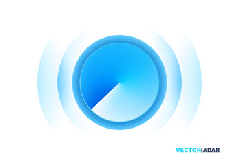 Futuristic blue radar scanning with signal waves. Modern technology, surveillance, navigation, tracking concept. Security, communication digital technology designs. Minimalistic vector illustration.