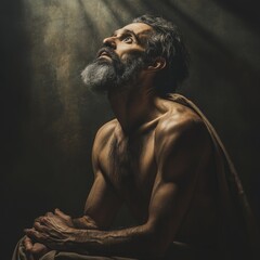 professional prayer portrait with intricate details and high-end camera

