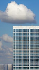 City skyscraper, cloud, blue sky, urban landscape, architecture, background, business