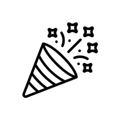 Festive Party popper explosion, confetti and star burst, flying out, festive celebration, New Year’s Eve decoration, holiday fun, joyful, celebration, New Year, party atmosphere, fun