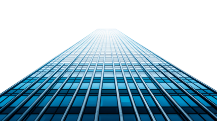 Perspective view of a high-rise modern building, cut out transparent