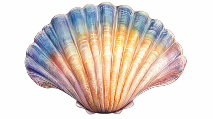 Colorful scallop shell illustration. transparent background png. Spiritwoven Shell. Illustration