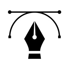 Graphic design pen tool with Bézier curve and control points above, vector graphic editing , digital art, design, creative software, and modern drawing technology