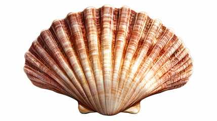 Scallop shell isolated on cutout png transparent background. marine mollusk. generative ai. Spiritwoven Shell. Illustration