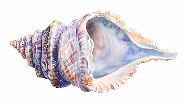 Sea shell illustration. watercolor seashell isolated white background. hand drawn watercolor painting shell. Spiritwoven Shell. Illustration