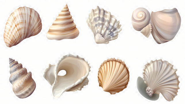 Sea shells isolated on transparent background. Spiritwoven Shell. Illustration