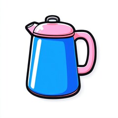 Fototapeta premium Bright and Cheerful Retro Teapot in Blue and Pink Color Scheme for Kitchen Decor and Culinary Inspiration