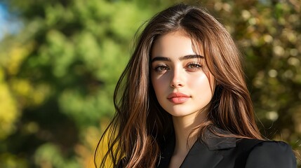 Naklejka premium Woman, Park, Beautiful Portrait