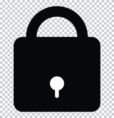 Padlock Icon Vector - Security Lock Symbol for Apps, Websites, and UI Design - Minimalist Cybersecurity Illustration on Transparent Background.