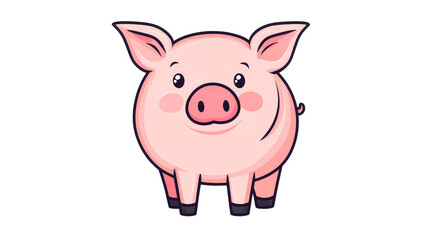 Cute cartoon piglet character illustration, joyful expression, cut out transparent