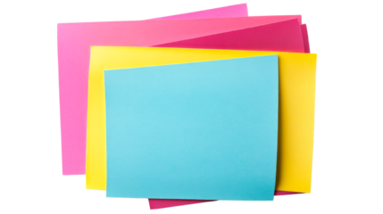Bright Post-it Notes in Vibrant Colors, cut out transparent