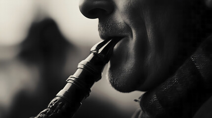 Mysterious Man Playing a Flute