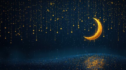 Golden night moonlit scene