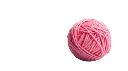 Pink yarn ball against a black background, cut out transparent