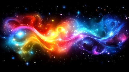 Fototapeta premium Colorful and dynamic nebulas shimmer with bright and vibrant celestial lights