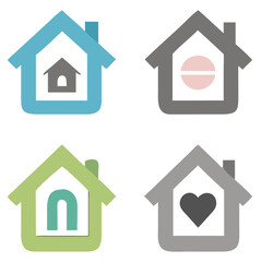 Obraz premium Home button icons set. Home page icon. Simple house symbols. Building icon. Vector illustration. Simple house symbol. Smart home icon collection. Main page pictogram in filled, thin line, outline edit