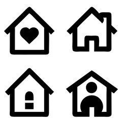Home button icons set. Home page icon. Simple house symbols. Building icon. Vector illustration.
Simple house symbol. Smart home icon collection. Main page pictogram in filled, thin line, outline edit