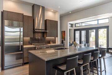 Modern kitchen island in open-plan home