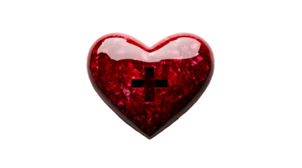 Heart symbol with cross illustration on transparent background