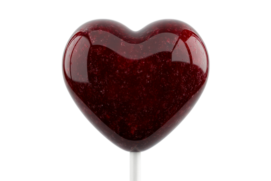 Heart shaped lollipop, glossy, love, red, candy sweetness, cut out transparent