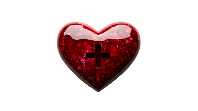 Heart symbol with cross illustration on transparent background
