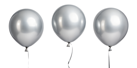Silver balloons floating for a celebration event