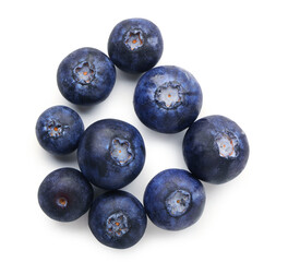 Fresh blueberries on white background
