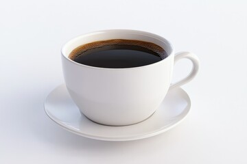 Obraz premium Dark Coffee in White Cup on Saucer Simple Isolated Background