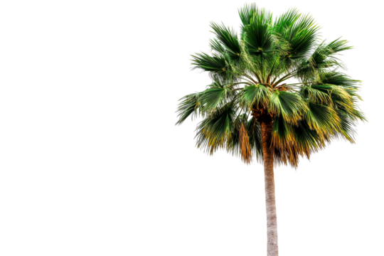 Palm tree foliage on black background, exotic plant isolated, cut out transparent