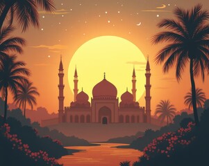 Eid Mubarak Themed Greeting Card - Textless Background