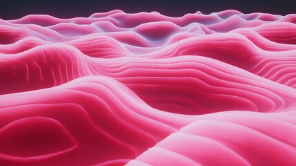 Fototapeta premium A pink undulating landscape with layered and illuminated textures