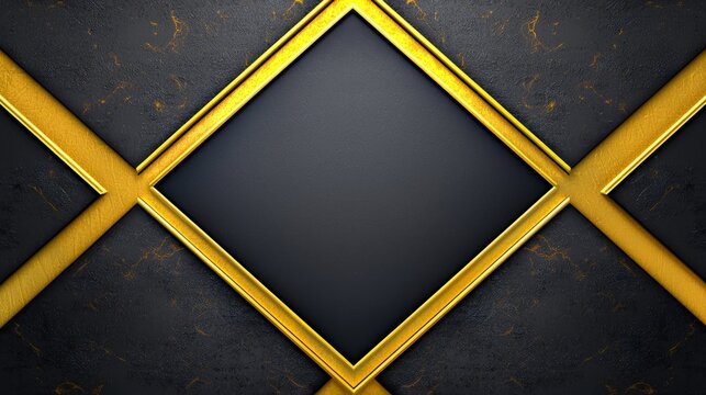 Abstract Black And Gold Geometric Design With Diamond Frame