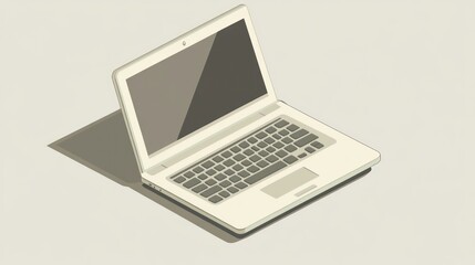 Modern Laptop Illustration with Minimalist Design for Technology and Business Concepts