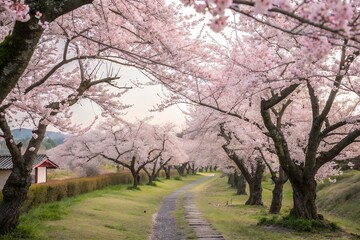 Obraz premium Springtime Cherry Tree Orchard