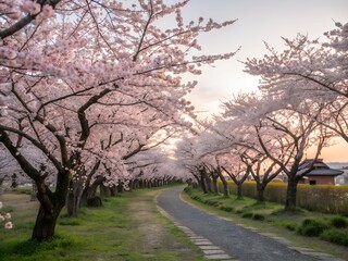 Springtime Cherry Tree Orchard