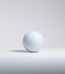 A single white golf ball against a pure white backdrop, macro, leisure activity