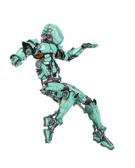 robot soldier is landing