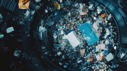 Naklejka premium An AI powered system enhancing environmental sustainability by analyzing waste recycling data, AI-assisted sustainability forecasts, and real-time resource usage tracking for greener operations