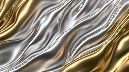 Fototapeta premium Elegant flowing metallic gold and silver textures abstract art digital design studio close-up visual aesthetics