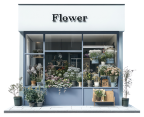 PNG Real flower shop facade flowers plants arrangement.
