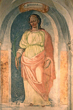 Santa Barbara; affresco nella cripta della chiesa di San Calocero a Civate (Lecco)