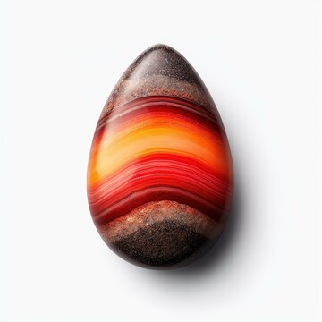 Eyecatching fire agate stone displays stunning red bands, perfect for collectors and enthusiasts of unique gems.