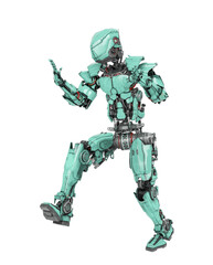 robot soldier is walking a bit worried