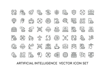set of web icons of AI elements