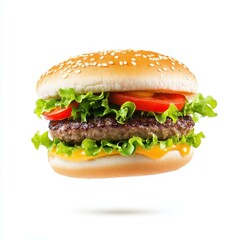 A vibrant, flying burge gliding gracefully against a clean white backdrop, showcasing its stunning colors and design.