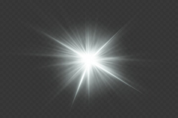 Magic light of a star and explosion. On a transparent background.