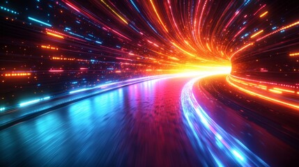 Abstract illustration of a digital data tunnel showcasing a futuristic concept of high-speed data transfer