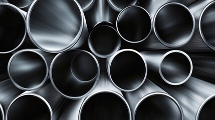 Stacked Metallic Pipes Industrial Strength and Precision Engineering
