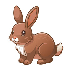 Cute brown bunny rabbit sitting on white background